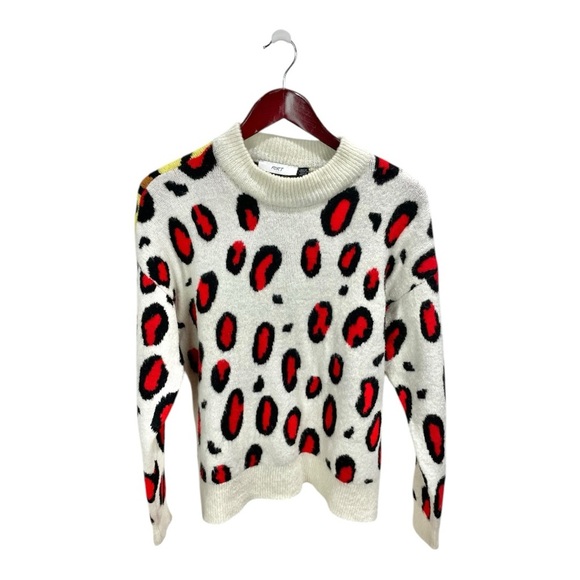 * FORT Colorblock Leopard Print Crewneck Sweater Size S - Picture 2 of 6